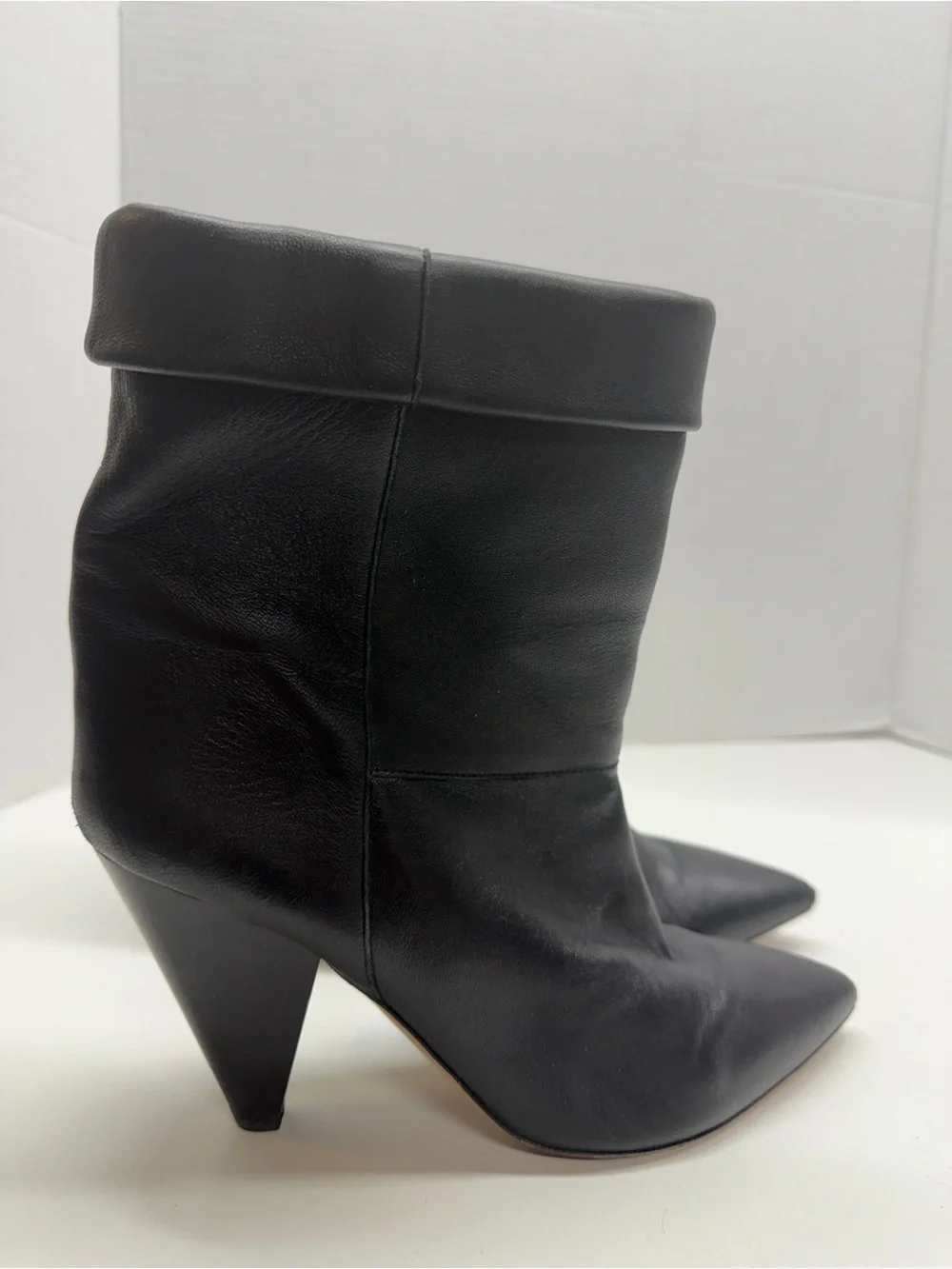 Isabel Marant Dalby Ankle Boots Pointed Toe Leather Pull On Black Size 39 / 9